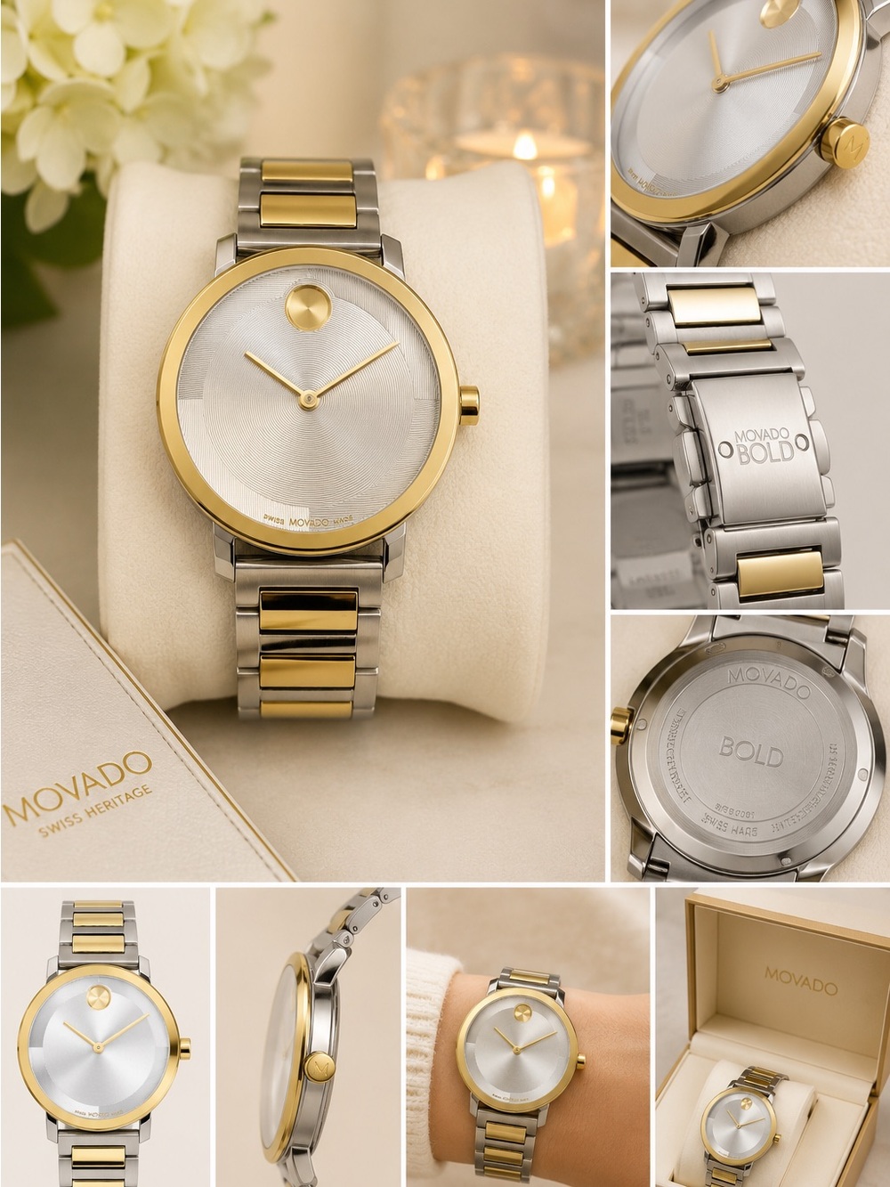 Movado Two-Tone Silver and Gold Bracelet Watch